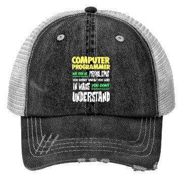 Discover Computer Programmer Geek Pun Apparel Trucker Hats