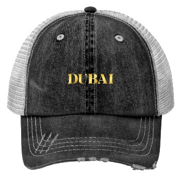 Discover Modern Gold Glam Dubai City Typography Trucker Hats