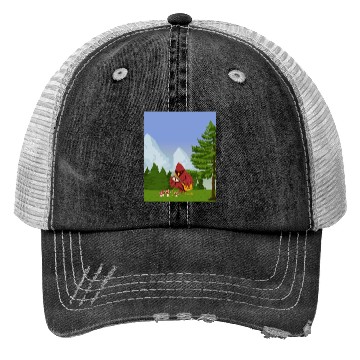 Discover Cardinal Bird Foraging Collecting Mushrooms Trucker Hats
