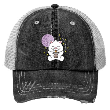 Discover Kawaii Cat Space Pet Lover Gift Trucker Hats