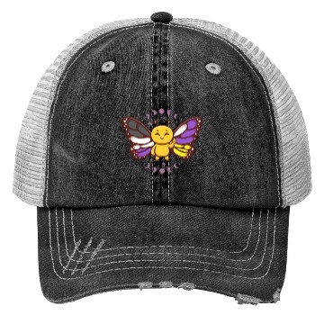 Discover Gender Non-Binary Monarch Butterfly Subtle Pride Trucker Hats