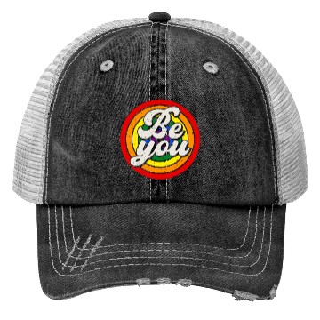 Discover Be You Pride LGBTQ Gay Ally Rainbow Retro Vintage Trucker Hats