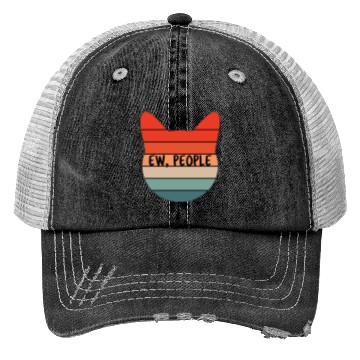 Discover Ew People Cat Retro Sunset Colors Trucker Hats