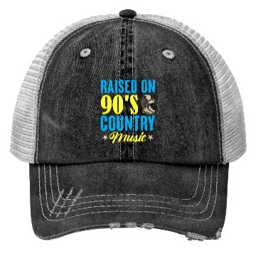Discover Raised On 90's Country Music Cowboy Cowgirl Trucker Hats
