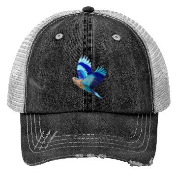 Discover Flying Blue Indian Roller Bird Trucker Hats
