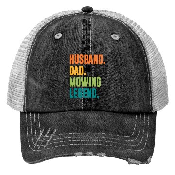 Discover HUSBAND DAD MOWING LEGEND FUNNY Trucker Hats