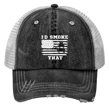 Discover I'd Smoke That Chicken Pig Cow American Flag Trucker Hats