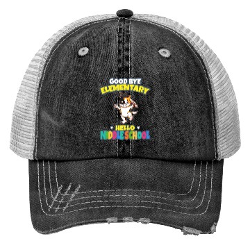 Discover Good Bye Elementary Hello Middle School Graduation Trucker Hats
