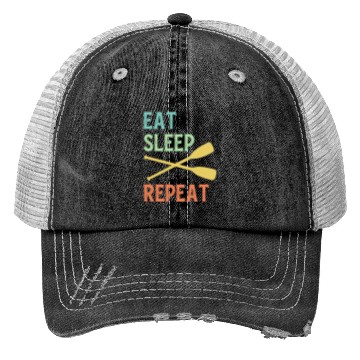 Discover Eat Sleep Paddle Repeat Vintage Canoe Kayak Trucker Hats
