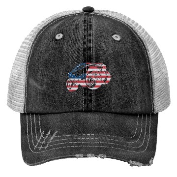 Discover Monster Truck American Flag Racing USA Patriotic Trucker Hats