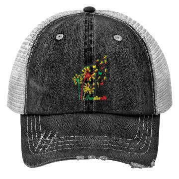 Discover Dandelion Flower With Flying Fists Juneteenth Cele Trucker Hats