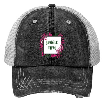 Discover Jungle Time Floral Pink and Forest Trucker Hats