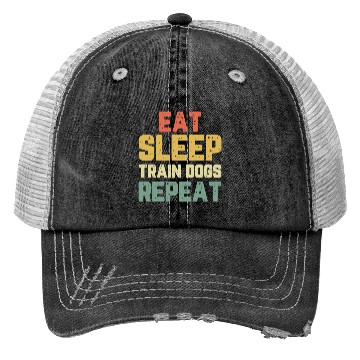 Discover Eat Sleep Train Dogs Trainer Training Gift Vintage Trucker Hats