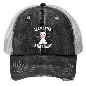 Discover Llamastay 6 Feet Away Cute Llama Social Distancing Trucker Hats