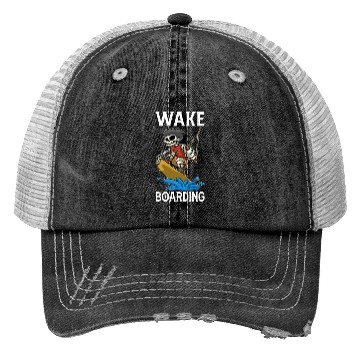 Discover Wakeboarder Skeleton On The Wakeboarding Trucker Hats