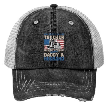 Discover Truck Driver Trucker Daddy Husband US Flag Trucker Hats