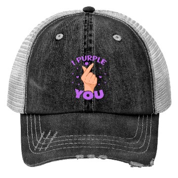 Discover I Purple You Finger Heart Trucker Hats
