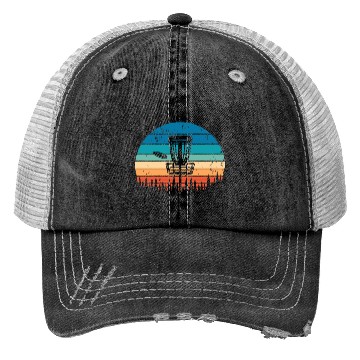 Discover Vintage Disc Golf Retro Distressed Sunset Trucker Hats