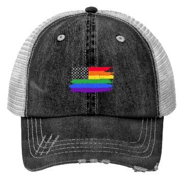 Discover LGBTQ American Flag Colorful Lesbian Gay Pride Trucker Hats