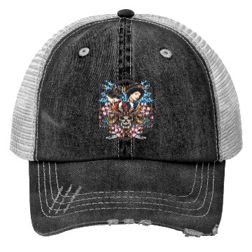 Discover skull samurai with geisha Trucker Hats