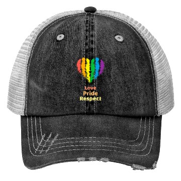 Discover Love Pride Respect. Rainbow Heart For Oslo Trucker Hats