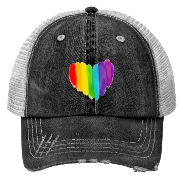 Discover Pride Rainbow Heart Trucker Hats