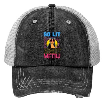 Discover EDM Rave Techno 80s Lit Right Meow Trucker Hats