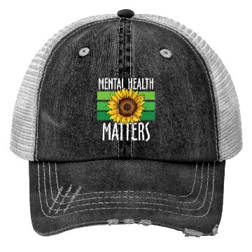 Discover Mental Health Matters Green Sunflower Trucker Hats