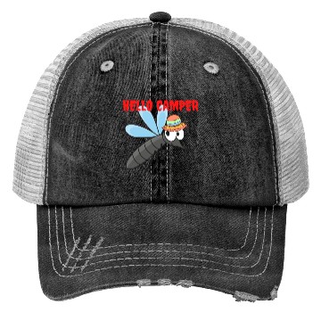 Discover Hello camper | Cute mosquito with a colorful hat Trucker Hats