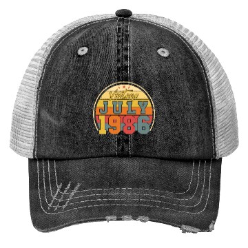 Discover Birthday Greeting July 1986 Trucker Hats