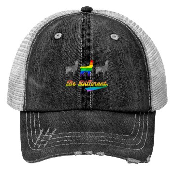 Discover Llama Alpaca LGBTQ Gay Pride Rainbow Flag Differen Trucker Hats
