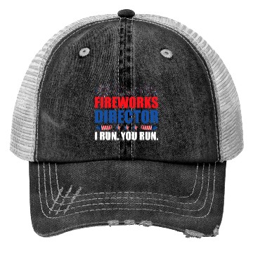 Discover Fireworks Director I Run You Run America Flag Trucker Hats