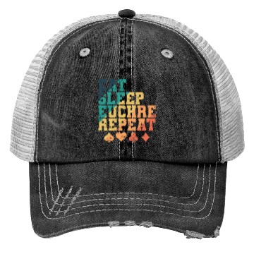 Discover Eat Sleep Euchre Repeat Deck of Cards playing Card Trucker Hats