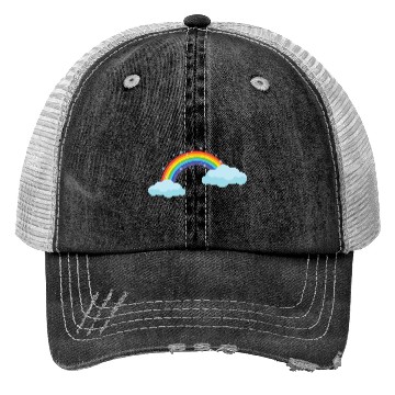 Discover Colorful Rainbow With Clouds Trucker Hats