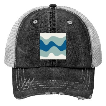 Discover Ocean Waves Pattern - Blue and White Trucker Hats