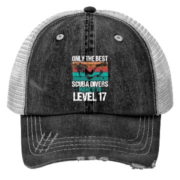Discover 17 Scuba Diving Level 17 Year Diver Snorkeling Trucker Hats