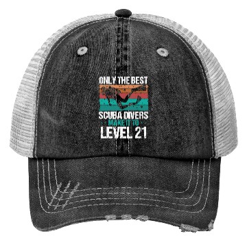 Discover 21 Scuba Diving Level 21 Year Diver Snorkeling Trucker Hats