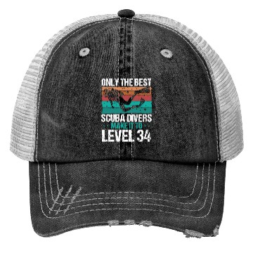 Discover 34 Scuba Diving Level 34 Year Diver Snorkeling Trucker Hats