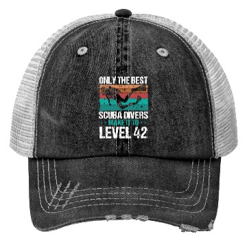 Discover 42 Scuba Diving Level 42 Year Diver Snorkeling Trucker Hats