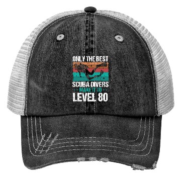 Discover 80 Scuba Diving Level 80 Year Diver Snorkeling Trucker Hats