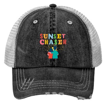 Discover Sunset chaser romantic view Trucker Hats