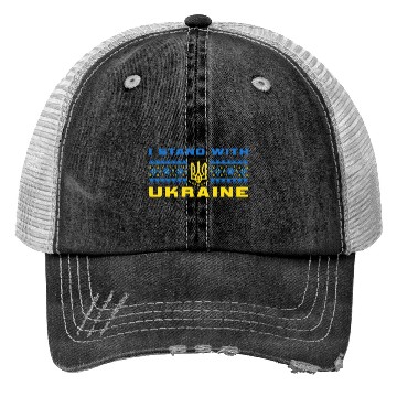 Discover I STAND WITH UKRAINE BLUE-YELLOW Trucker Hats