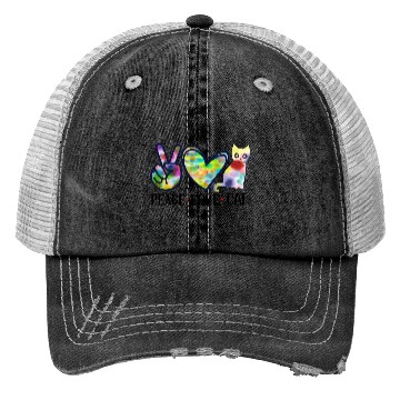 Discover Peace Love Cat Trucker Hats