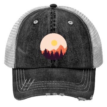 Discover sunset horizon mountains Trucker Hats