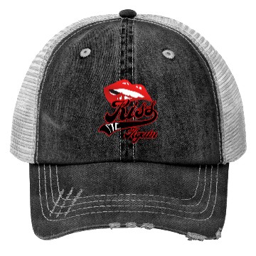 Discover Kiss Me Again Sexy Lip Redline Swoosh Graphic. Trucker Hats
