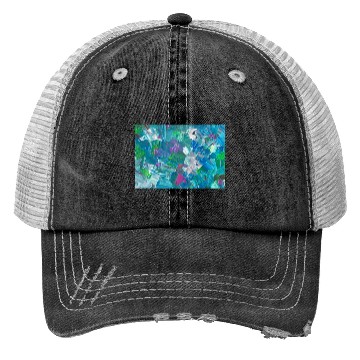 Discover Abstract Blue Teal Brushstrokes Painting Trucker Hats