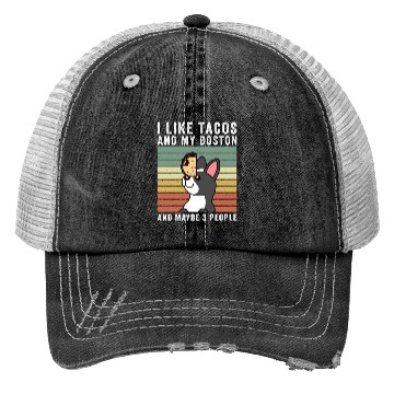 Discover I Like Tacos And My Boston Terrier Trucker Hats