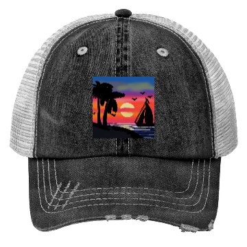 Discover Beach Sunset Trucker Hats