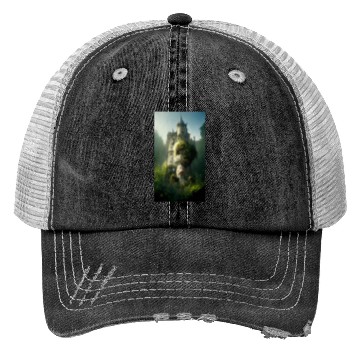 Discover An old abandoned castle in the jungle. Green Trucker Hats