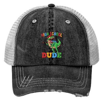 Discover High School Dude T-Rex Dinosaur Boys Trucker Hats